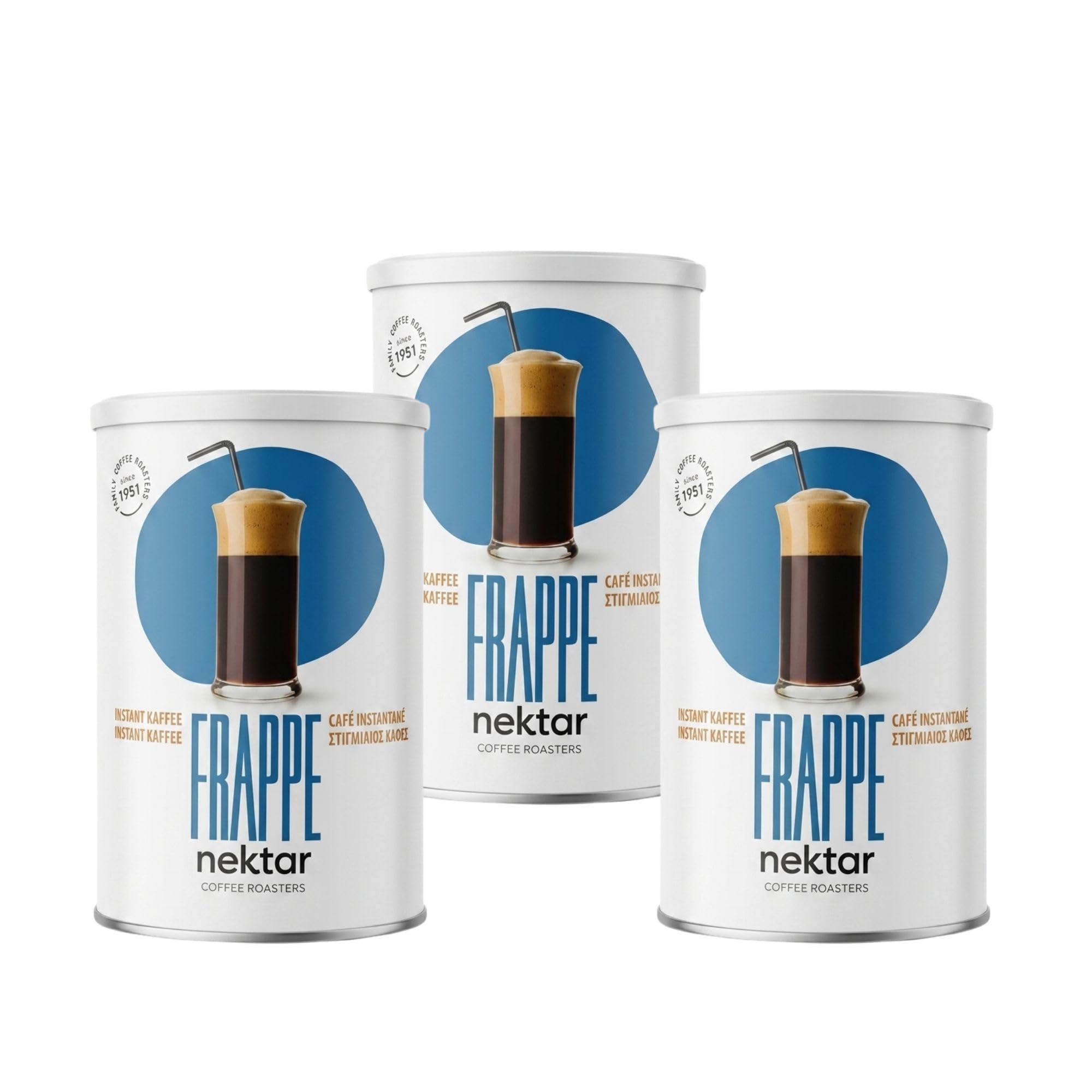 Nektar Frappé Kaffee 3x 200g Lösliches Instantpulver | Kultgetränk aus Griechenland | Griechischer Eiskaffee | +20ml Jassas Olivenöl