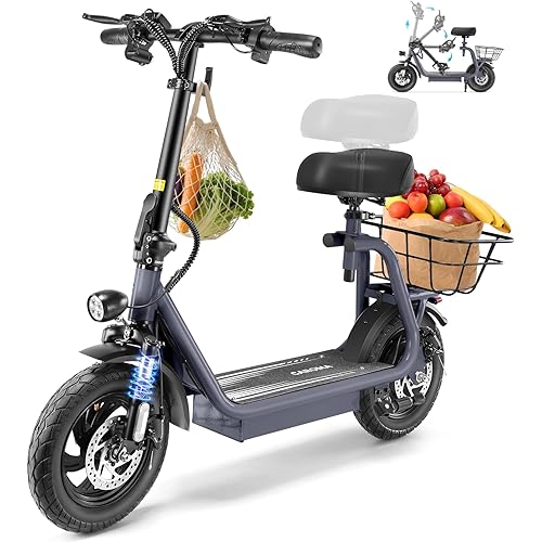 Caroma Peak 1200W Electric Scooter for Adults with Seat, 30 Miles Range and 20MPH with 3 Speed Mode LED Display,Foldable Adjustable E-Scooters with Shock Absorbtion