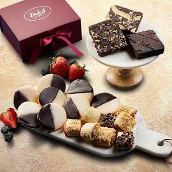 Dulcet Gift Baskets Gourmet Treats Gift Basket - Thank You Gift or Food Gift for Sympathy, Thank You, or Bereavement Ideas - Gourmet Delicious Baked Goods - Cookies, and Brownies Assortment Baked Goods