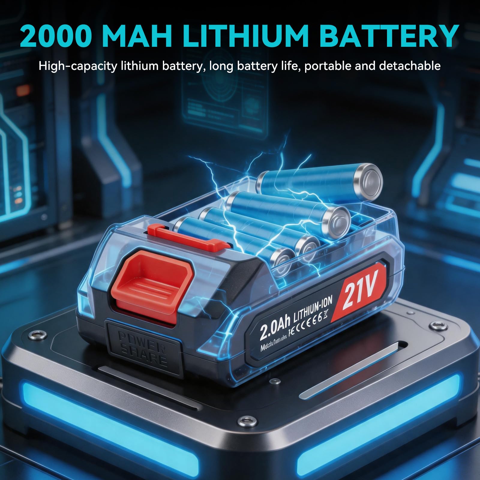 Taille-Haie sans Fil 600W, 2 Lames, 2 Batteries 21V 2.0Ah, Jardin