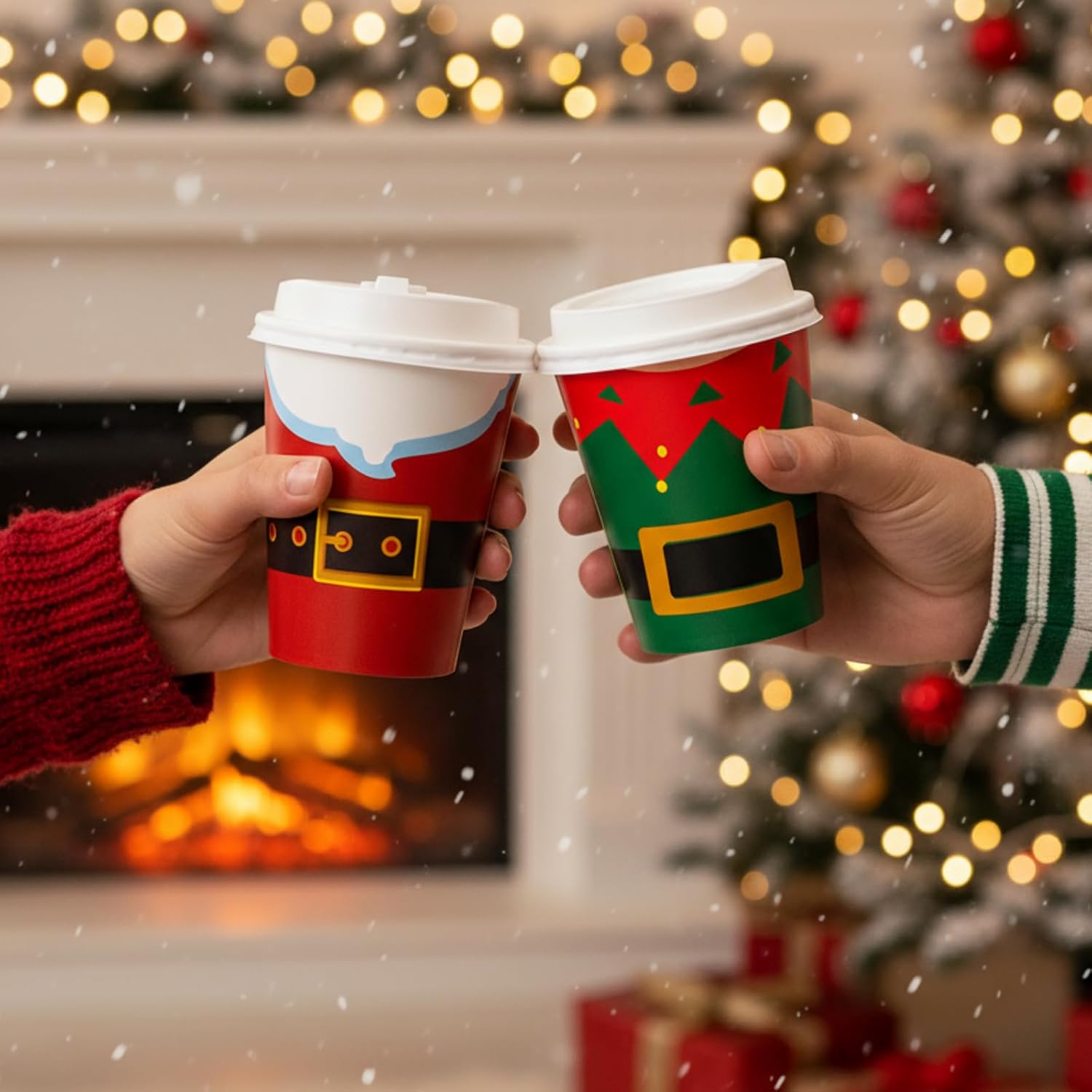 SiliFine 120 Pack 12 oz Christmas Disposable Coffee Cups with Lids image 5