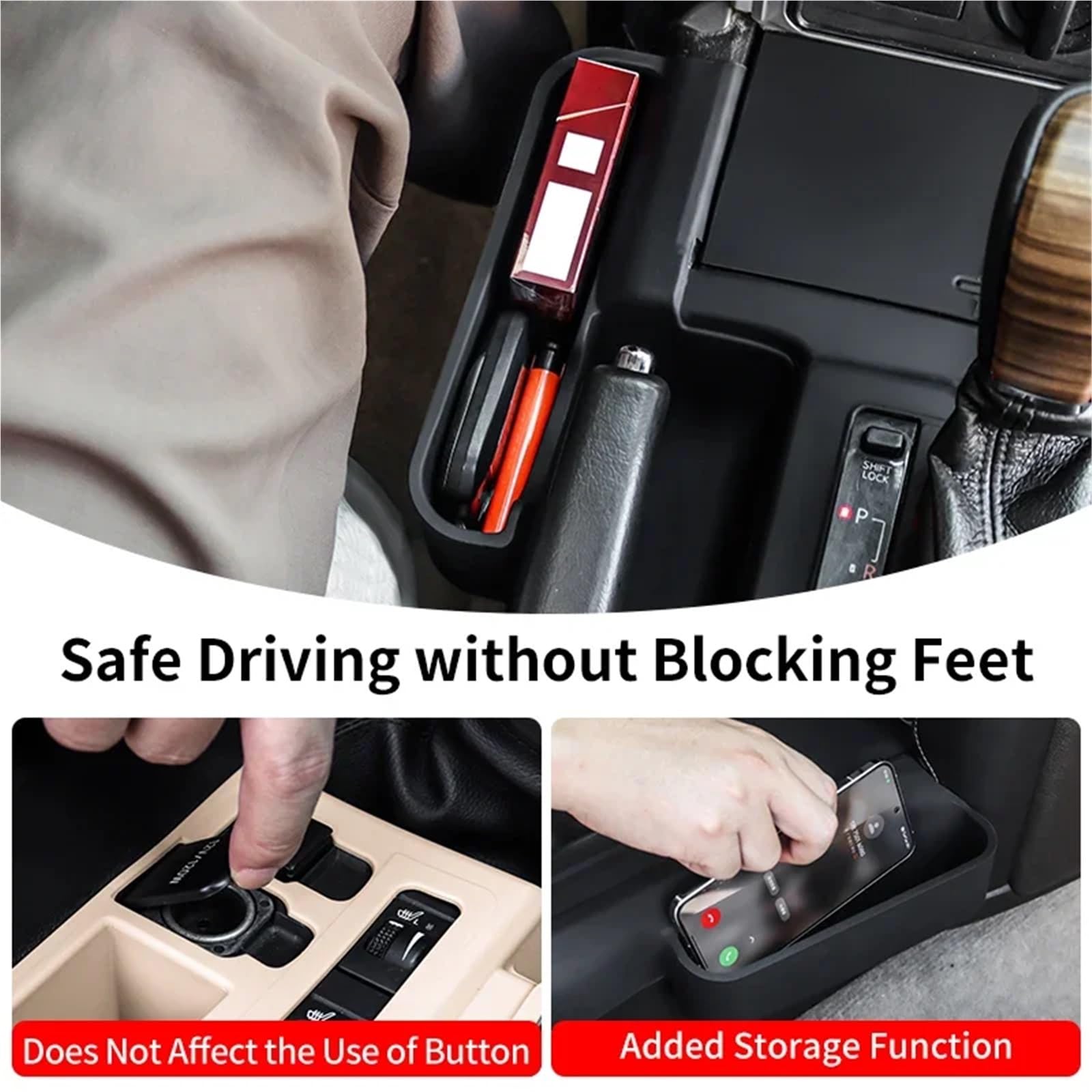 Apoyabrazos para coche Funda protectora de silicona para consola central, compatible con Toyota Prado 150 LC150 2010-2023.(2010-2017 4AT Black)