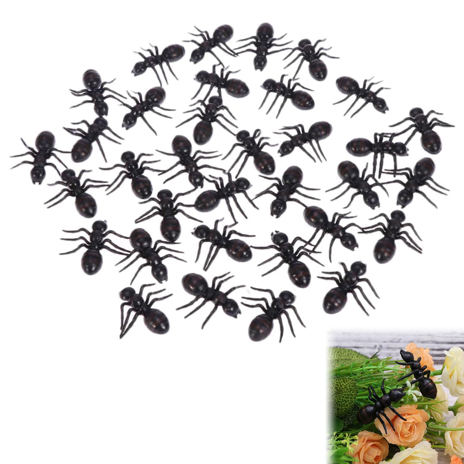WELANE Lot De 100 Fourmis En Plastique Pour Halloween, Accessoires De Farce, Cadeaux De Fête, Décoration De Table (1,5 Cm
