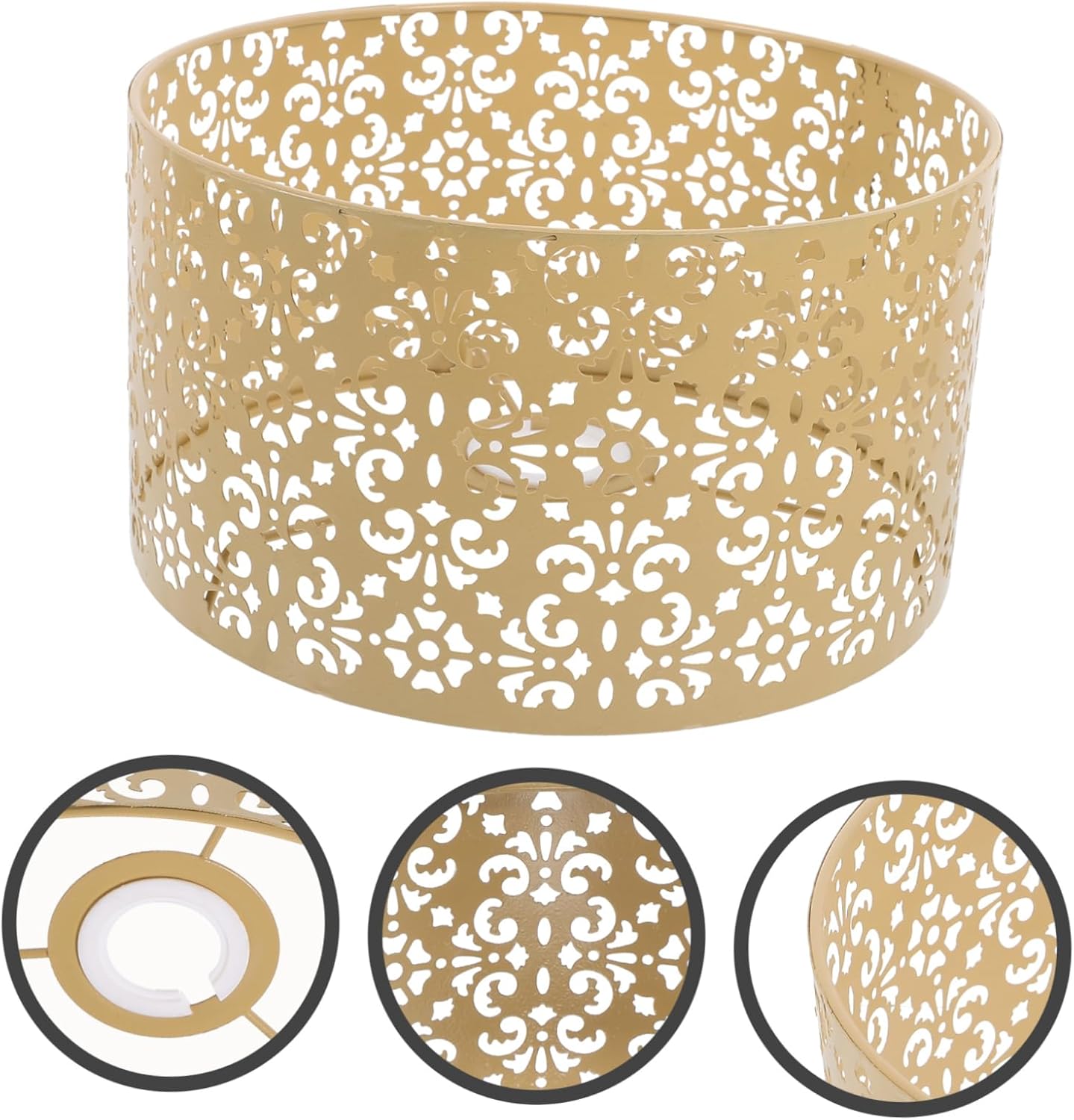 Amosfun Metal Hollowed Lamp Shade Cover for Bulbs Decorative Replacement Shade for Home and Office Lighting Construction Easy to Install Unique Floral Design