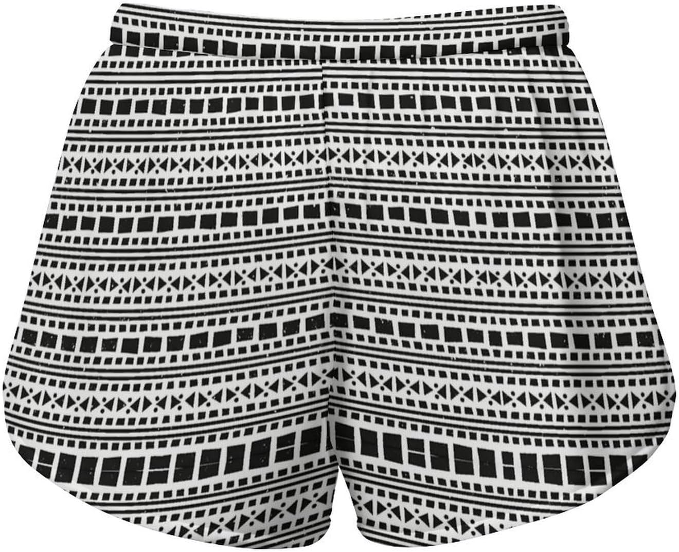 Black ＆ White Novelty Floral Tropical Print Shorts Ladies Lightweight Loose Holiday Beach Shorts