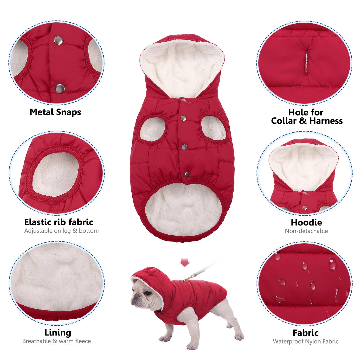 Sudadera con capucha de forro polar, abrigo impermeable resistente al viento, chaqueta cálida de invierno, chaleco de ropa para mascotas para clima frío, chaleco para perros pequeños, medianos y