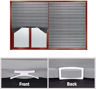 KELIXU 3 Pack 120CMx180CM Pleated Fabric Blind Light Filtering Shade Instant Stick on Blinds for Window Privacy Protection, Quick Fix and Easy to Install, with 6 Clips, Grey