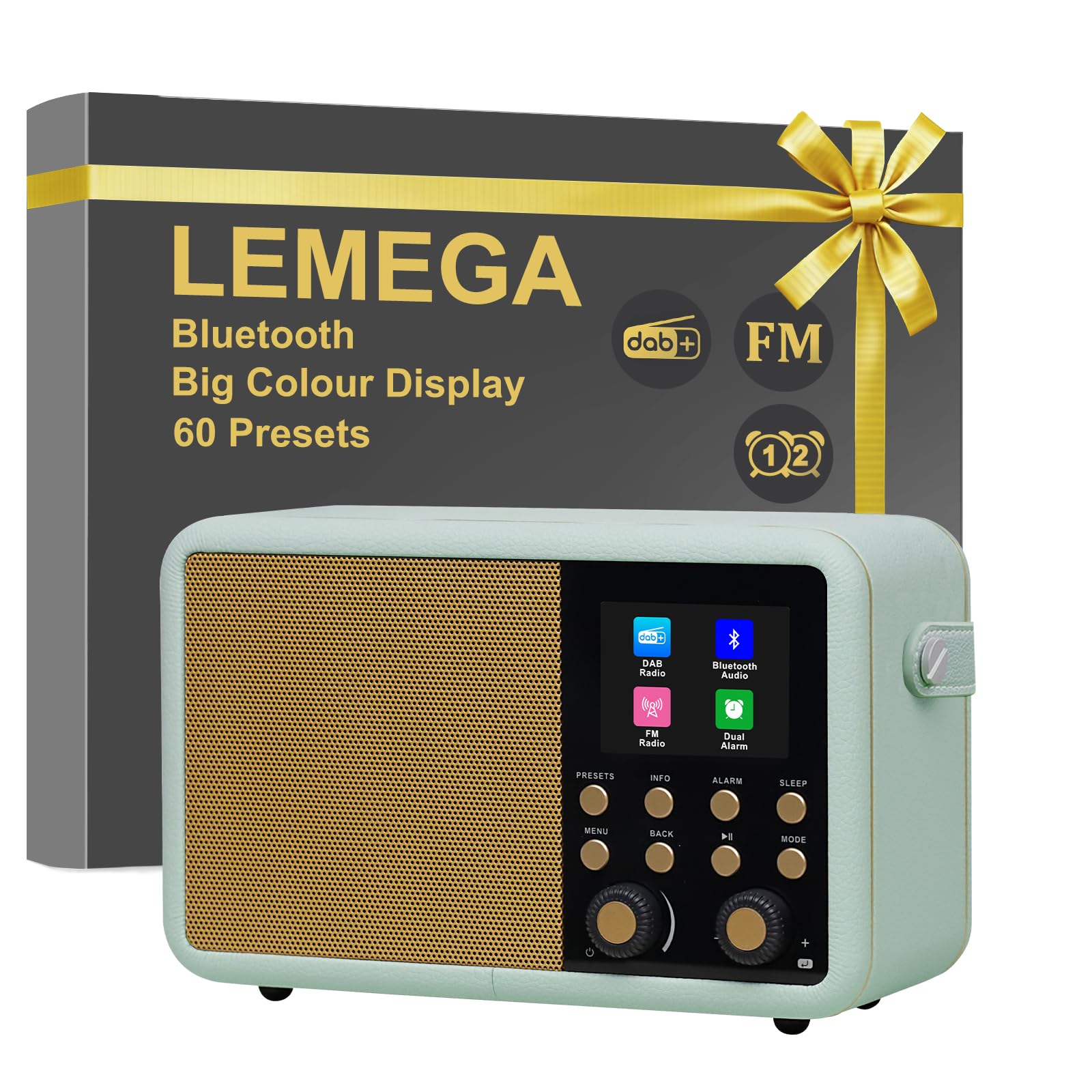 Radio LEMEGA M2P Internet/DAB+/FM/Bluetooth - Portable, écran Couleur, Batterie Rechargeable, Finition Bois Chêne
