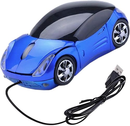 Car Kids Mouse Small Cool Sports Wired Mouse for Kids Wired Kids Computer Mouse with USB Receiver and 1000DPI 2 Headlights for School Laptop