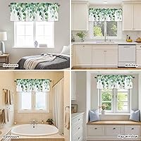 Vista 4 de Cenefas botánicas de acuarela para ventanas de cocina, cenefa de cortina de hojas verdes, cortinas cortas de rama de plantas con bolsillo