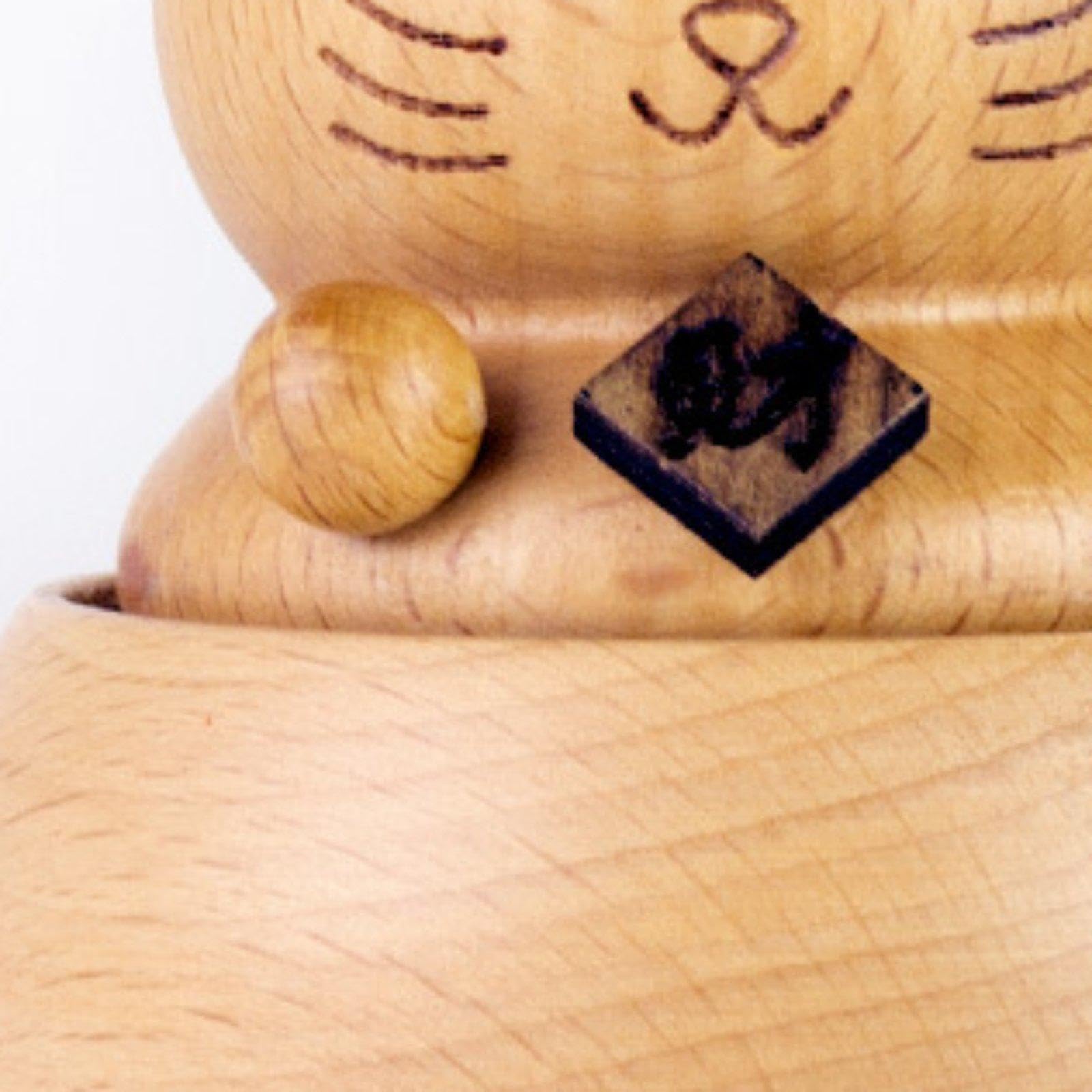harayaa Carillon multifunzionale con riproduzione musicale, regalo di compleanno, statuetta di gatto decorativa girevole a 360°, ornamento in legno