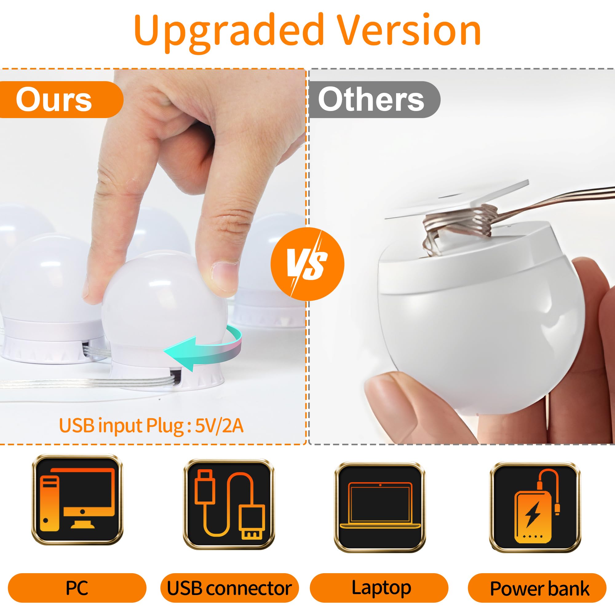 daphomeu Mirror Lights 14 Bulbs, Hollywood Mirror Light Kit, Vanity Lights Perfectly Hidden Cables - Image 4