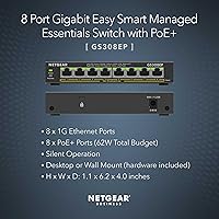 Vista 2 de NETGEAR Switch de 8 puertos PoE Gigabit Ethernet Easy Smart Managed Essentials Switch (GS308EP) – con 8 x PoE+ @ 62W, escritorio o montaje en pared
