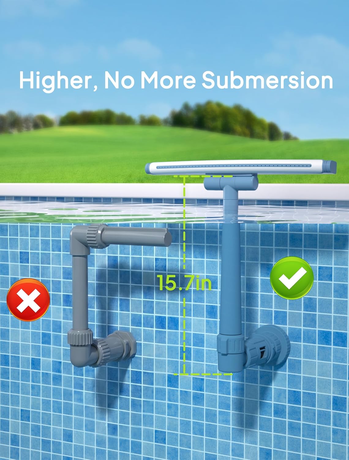 [Patented] POOLHOUR 2026 Upgrade Height Pool Fountain for Above Gound and Inground Pools, Adjustable Pool Sprinkler Fountain, Wide Width Spray Pool Waterfall, Cooling Swimming Pool Accessories
