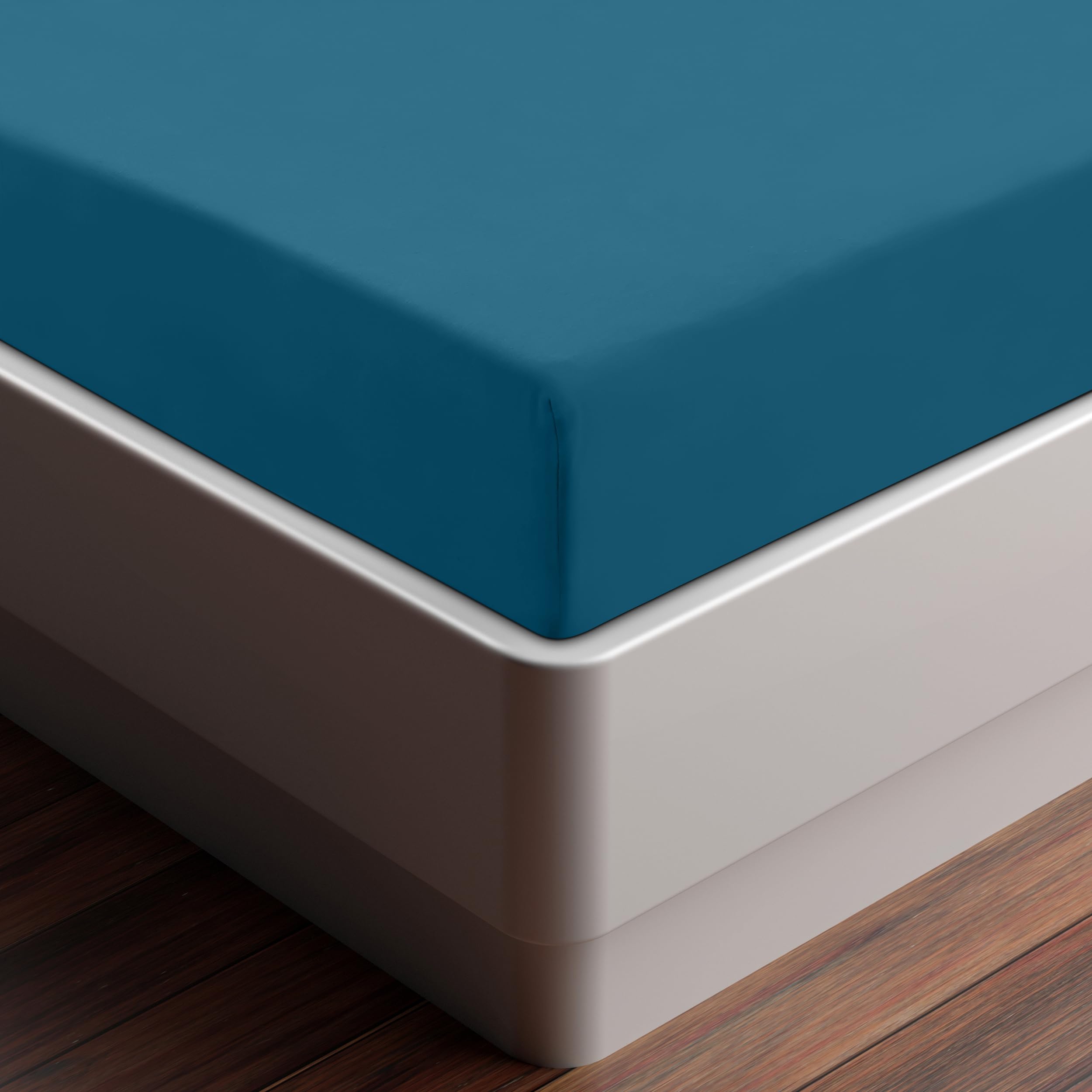 Utopia Bedding Lenzuolo con Angoli Una Piazza e Mezza Francese - 140x200cm - Blu Denim - Microfibra di Poliestere Spazzolato - Lenzuolo sotto con Angoli Elasticizzato