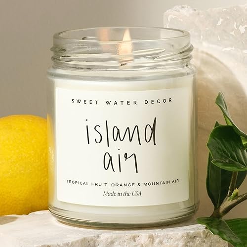 Miniatura 31 de Sweet Water Decor Wildflowers and Salt Soy Candle - Lemon, Rosemary, Leafy Green and Jasmine Spring Candles for Home - 9oz Clear Jar + Gold Lid, 40+