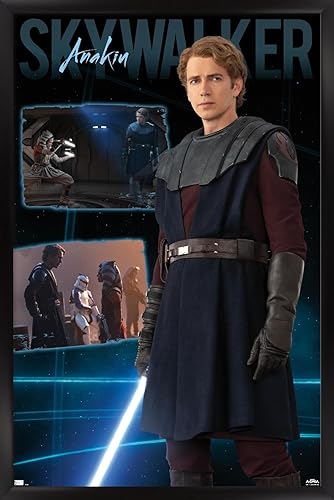 Trends International Star Wars Ahsoka - Póster de pared de Anakin Skywalker, 14.72 x 22.37 pulgadas, versión enmarcada en negro