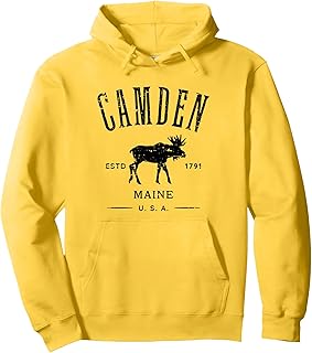 Camden Maine USA with Moose Distressed Design Souvenir Pullover Hoodie