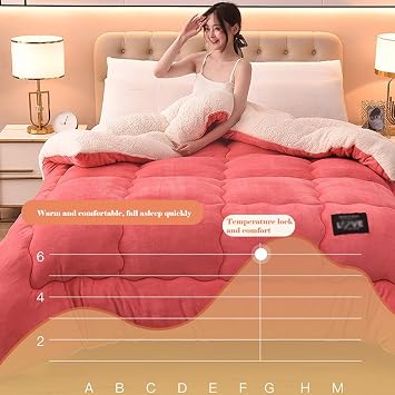 Super Warm Lamb Duvet Winter Blanket, Winter Blanket Double-Sided Velvet Thickened Autumn Spring Plush Duvet Core, Breathable Heat Fluffy Plush Blanket 150 x 200 cm, 2.5kg