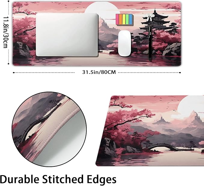 Alfombrilla Escritorio Aportt Sakura Rosa 31.5x11.8 Pulgadas miniatura 3