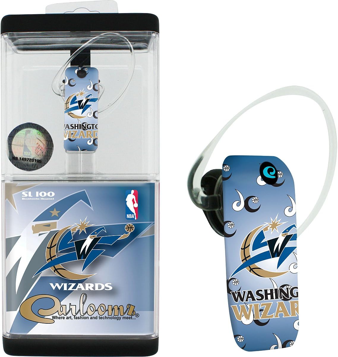 Earloomz SL-454 Detroit Pistons - Bluetooth Headset - Retail Packaging - Blue/Silver