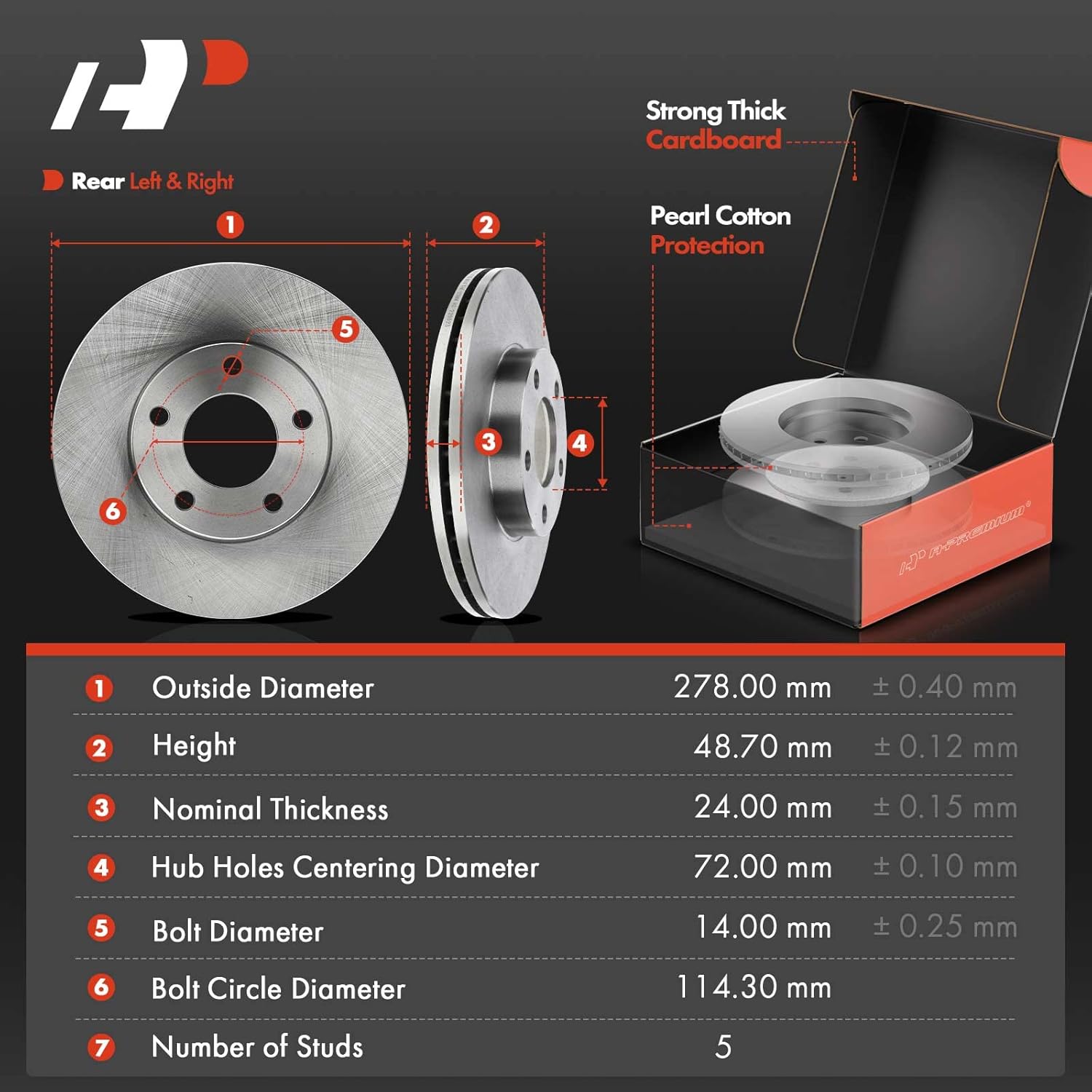 A-Premium Front Vented & Rear Solid Disc Brake Rotors + Ceramic Pads Kit Compatible with Select Mazda Models - 3 2005 2006 2007 2008 2009 2010 2011 2012 2013, 12-PC Set