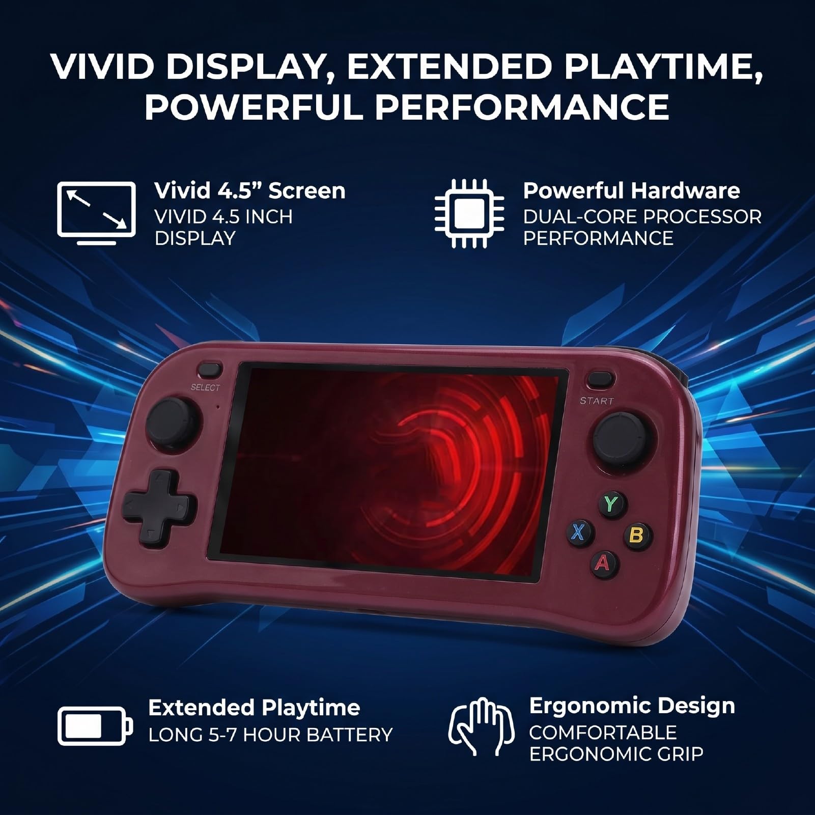 Zunate Consola de Juegos Portátil Clásica |Reproductor de Juegos Portátil de Doble Núcleo de 4,5 Pulgadas con 2 GB DDR3 3000 MAh para Entusiastas de lo Retro