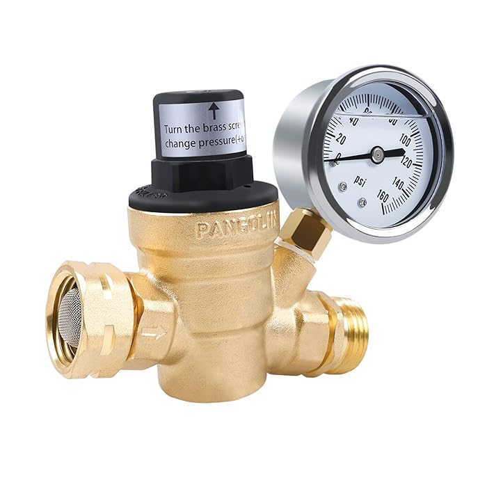 Buy PANGOLIN RV Water Pressure Regulator with Oil Filled Gauge and