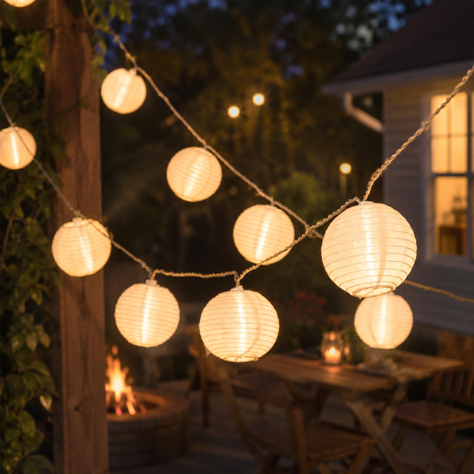Vigdur White Paper Lantern String Lights Plug in Connectable, 9.8FT