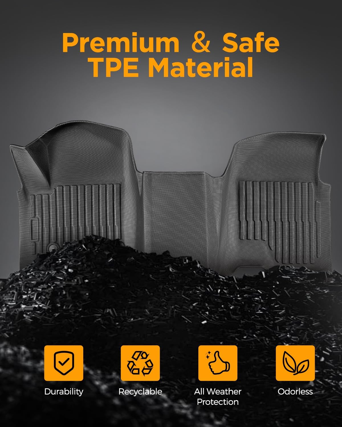 for Chevy Silverado & GMC Sierra 1500/2500HD/3500HD 2019-2025 2026 Crew Cab (with 40-20-40 Bench Seat) Floor Mats Carpet Liner All Weather TPE Mats for Chevrolet Silverado 2020 2021 2022 2023 2024 - Image 6