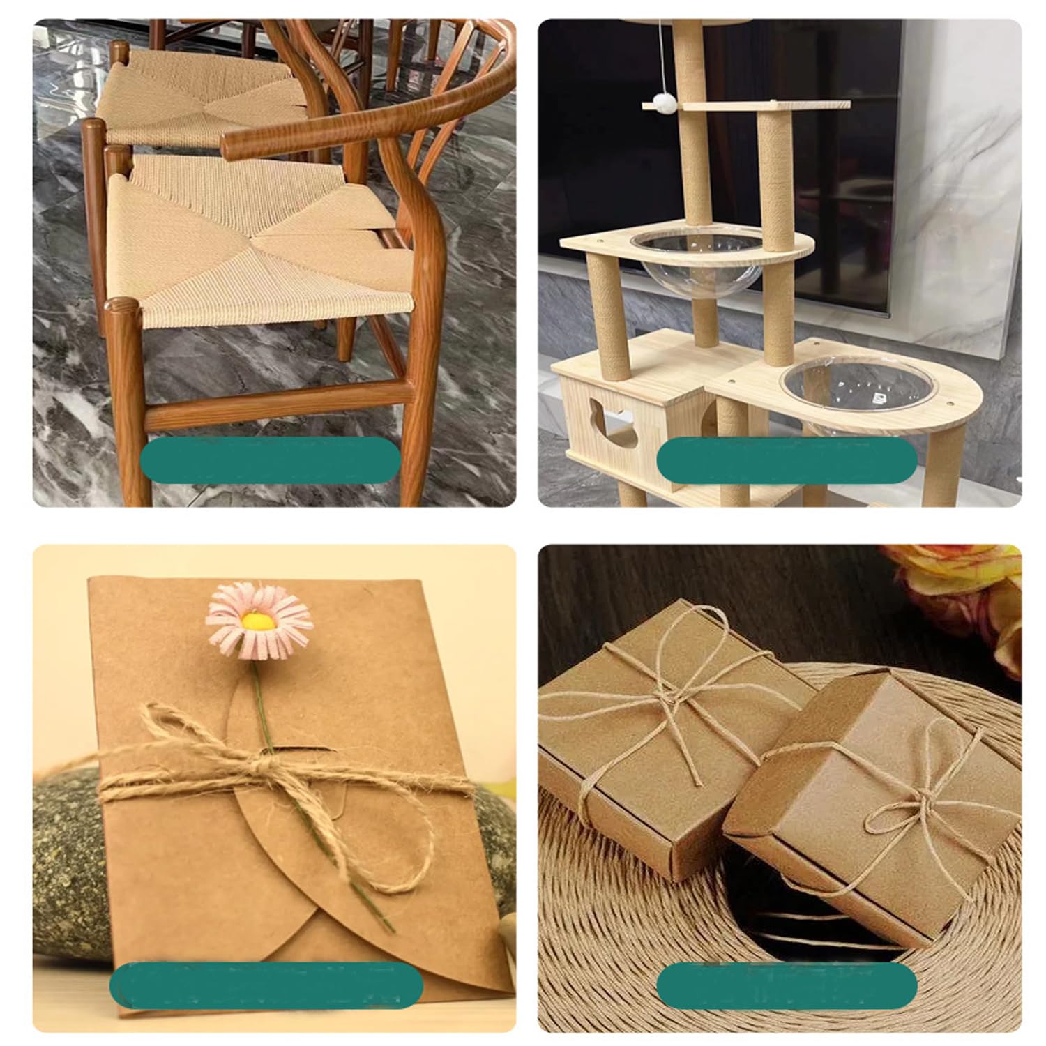 Cuerda de papel kraft de 5 mm x 100 metros para rascador de gatos, árbol, jardín, encuadernación, manualidades, material de embalaje