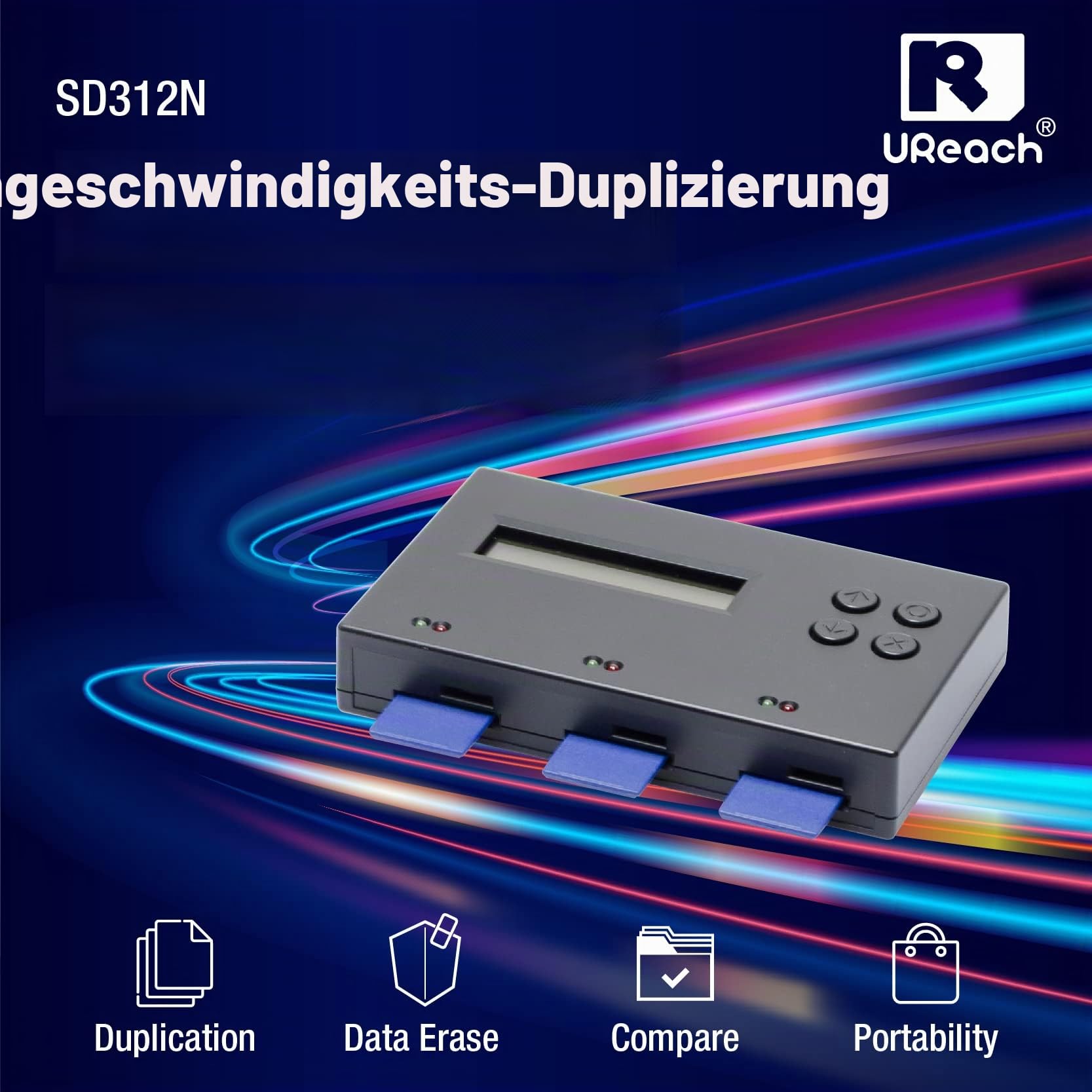 UReach SD312N SD-Karte Duplikator MicroSD-Kartenkopierer 1 bis 2 TF-Speicherkarte Kopierstation für Raspberry Pi System Backup Media Duplikation