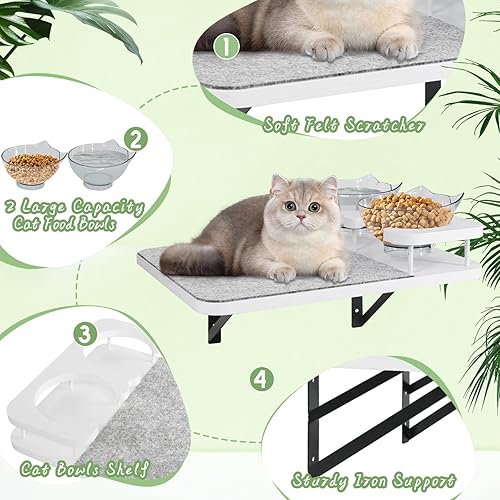 Miniatura 5 de Estantes de pared para gatos, estantes y perchas para pared, estantes para gatos para montaje en pared, muebles de pared para gatos con 3 escalones