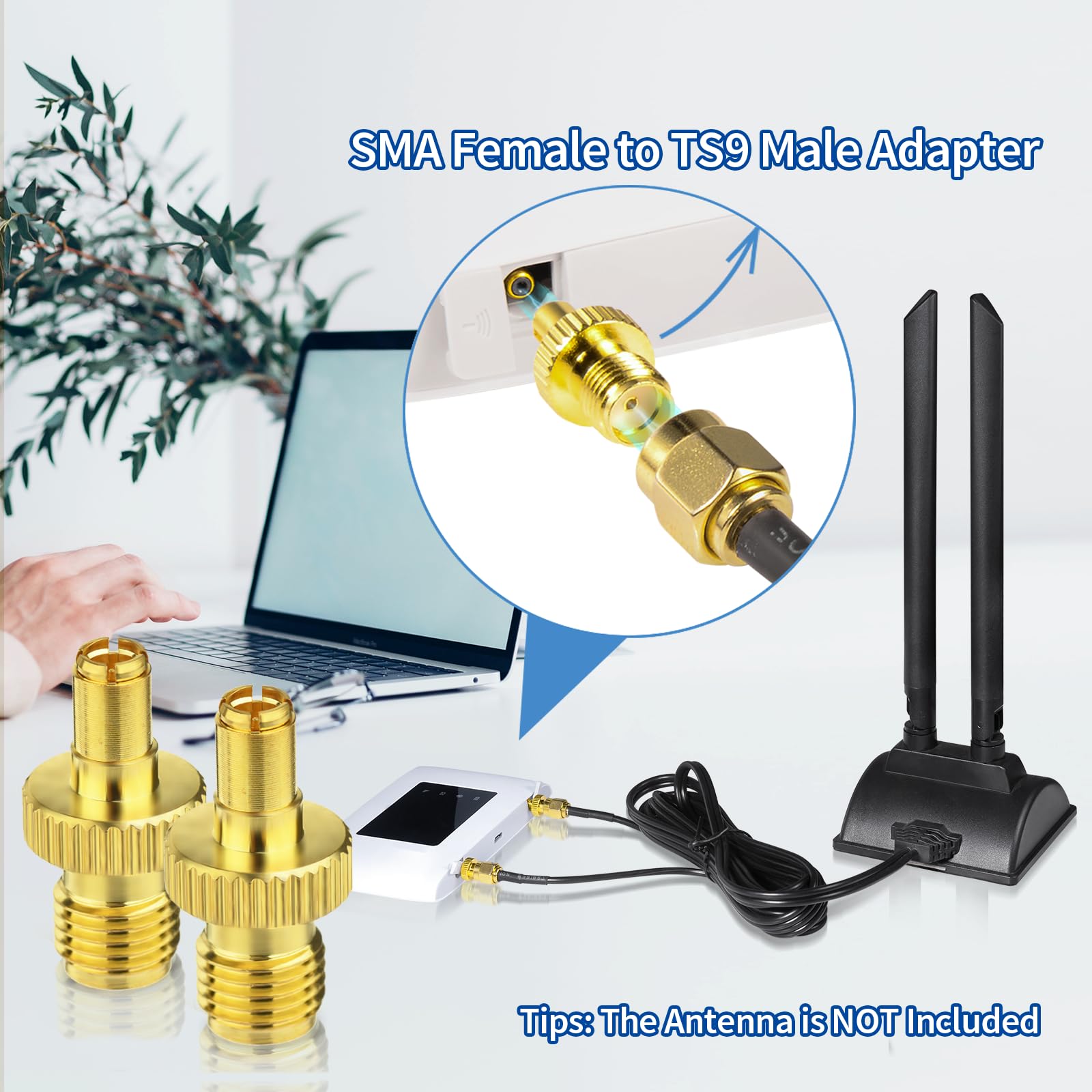 Bingfu Adattatore da Femmina SMA a Maschio TS9 Connettore Coassiale RF Antenna per Router 4G LTE Hotspot Mobile MiFi Router Cellulare Banda Larga Adattatore di Dongle Modem USB