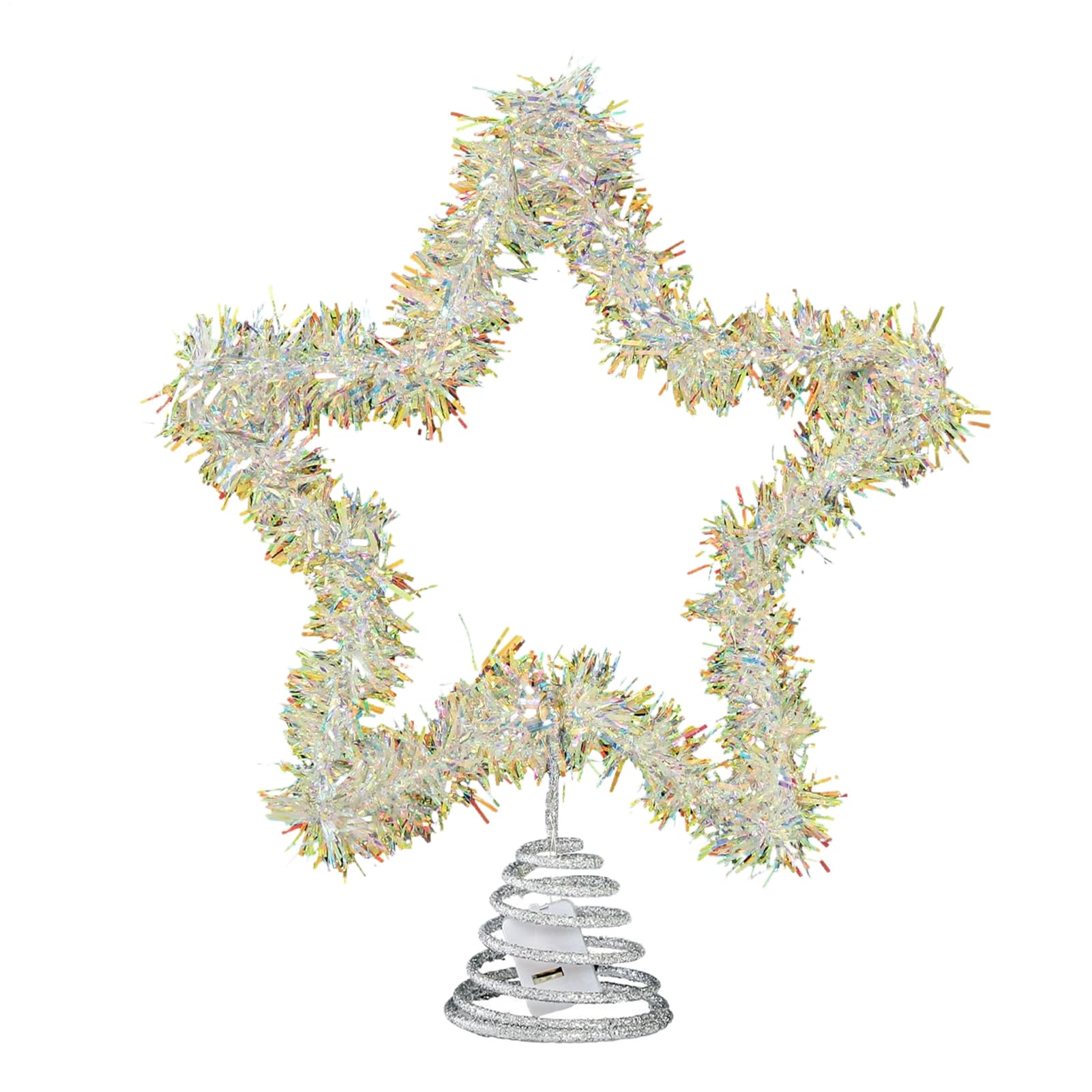 Estrella para árbol de Navidad con purpurina, adorno preiluminado de temporada