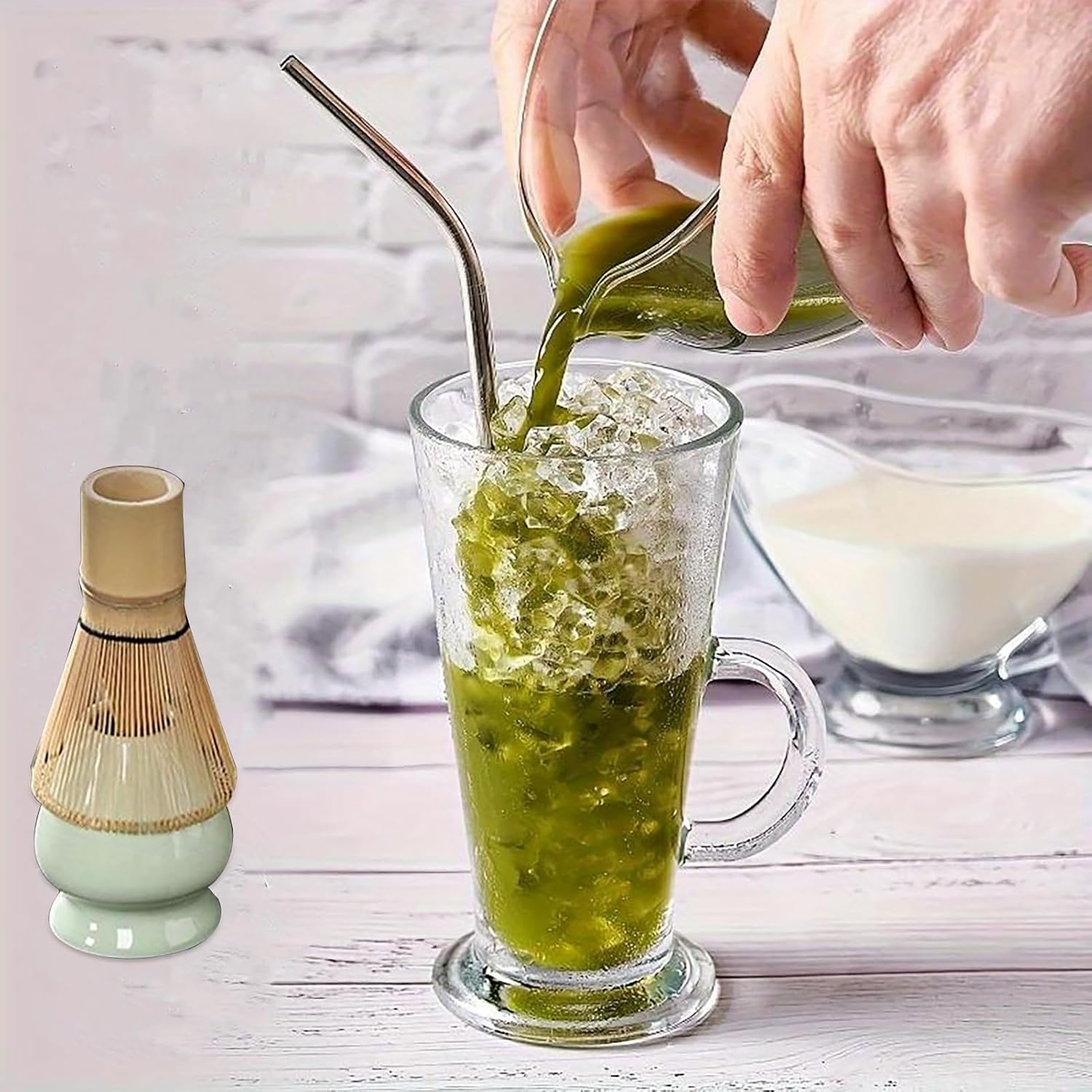 matcha whisk stand,traditional japanese tea set egg whisk holder, tea lover's tea accessories(green)