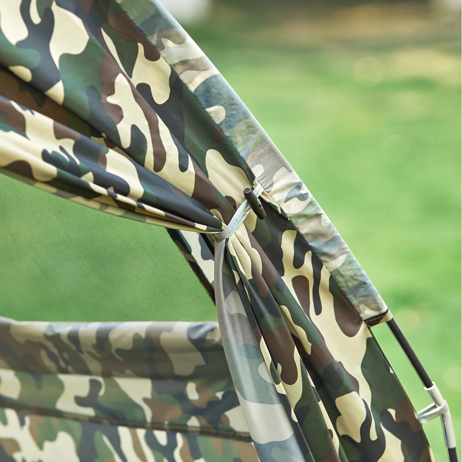 SoBuy faltbar Survival-Zelt Feldbett mit Zelt Feldbett 4 in1 Camping Set mit Schlafsack Wurfzelt Matratze und Zubehör Zelt 1 Person 1 Mann Zelt Outdoor Tarnfarbe BHT ca. 193x160x86cm OGS32-TN