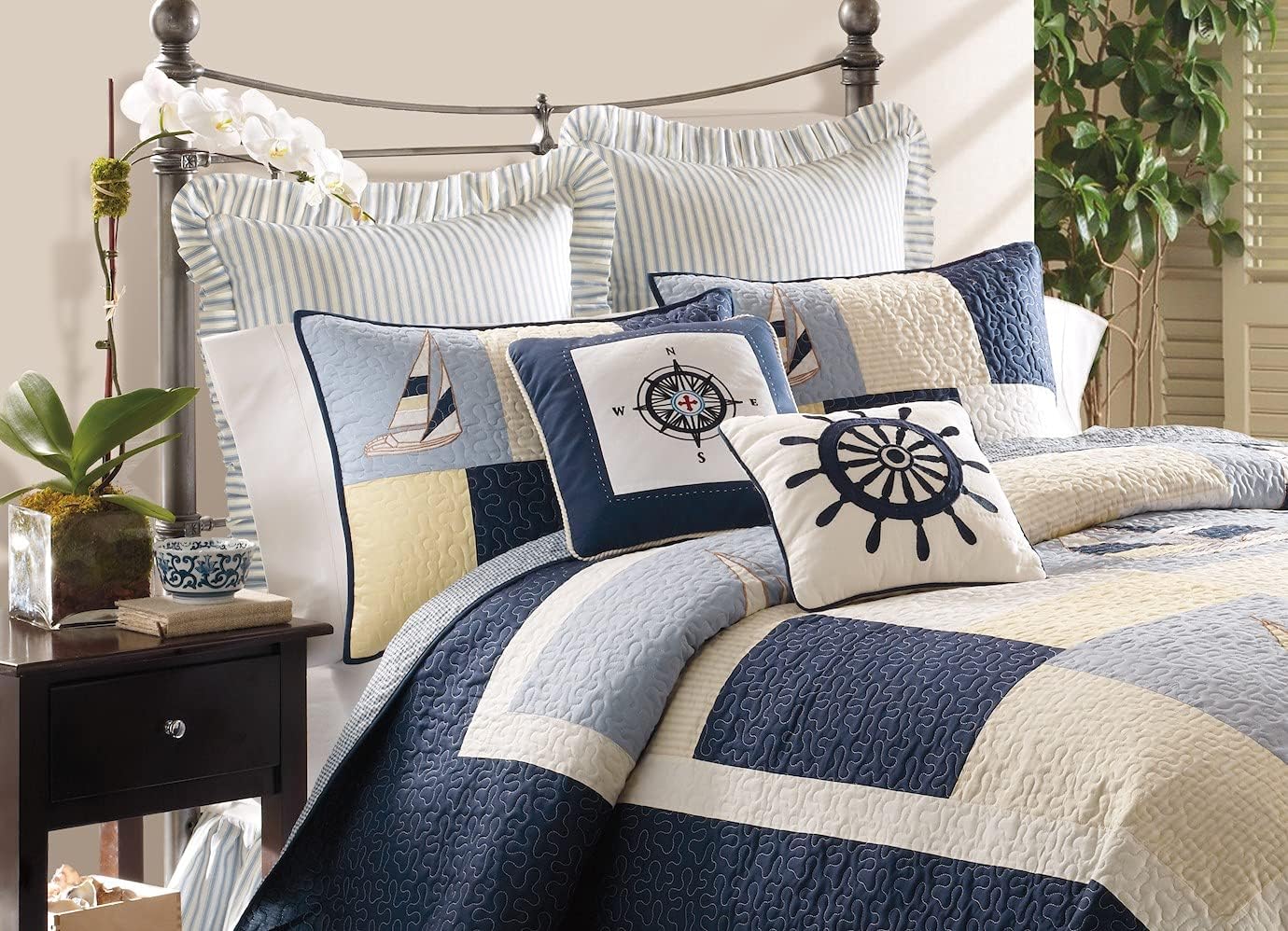 C&F Home Sailing Full and Queen Cotton Lightweight Machine Washable Reversible Quilt Full/Queen Quilt Blue
