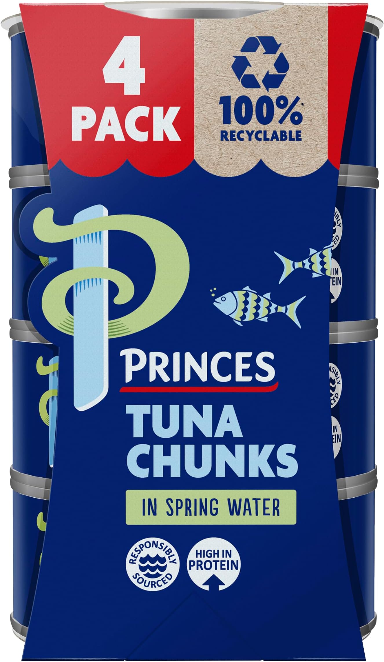 Princes Tuna Chunks in Spring Water, 145 g (Pack of 4)