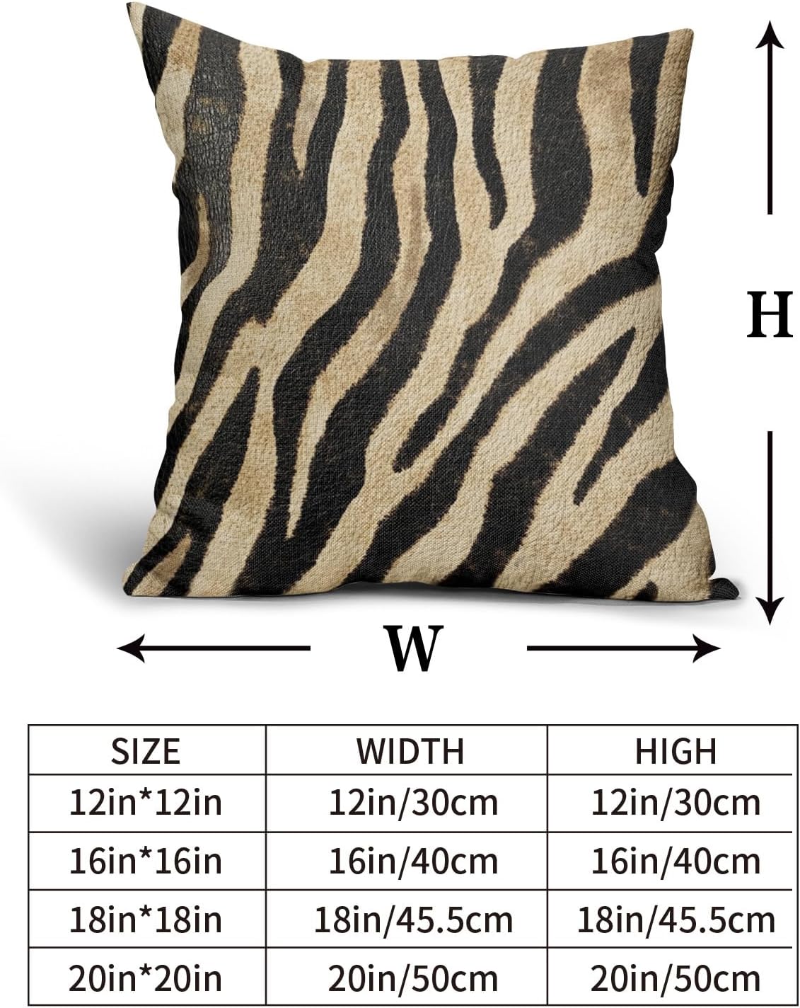 Brown Zebra Print Pillow Covers 16x16 Inch Set of 2 Tiger Print Cotton Linen Decorative Throw Pillow Case Animal Print Cushion Cover for Bedroom Sofa Living Room Chair Home Decor image 4