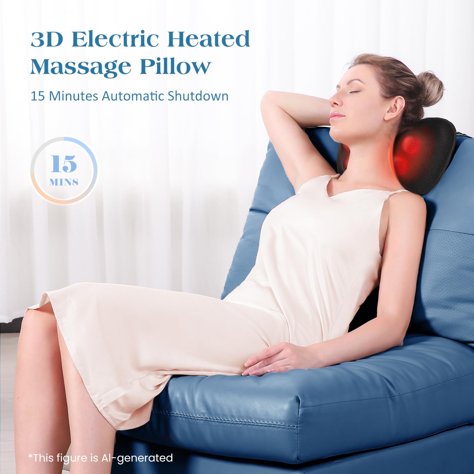 Coussin de Massage Shiatsu cou Épaule dos Masseur Électrique avec Fonction de Chauffage et Masseur de Pétrissage des Tissus Rotatif 3D pour la Relaxation de la Taille à la Maison et au Bureau