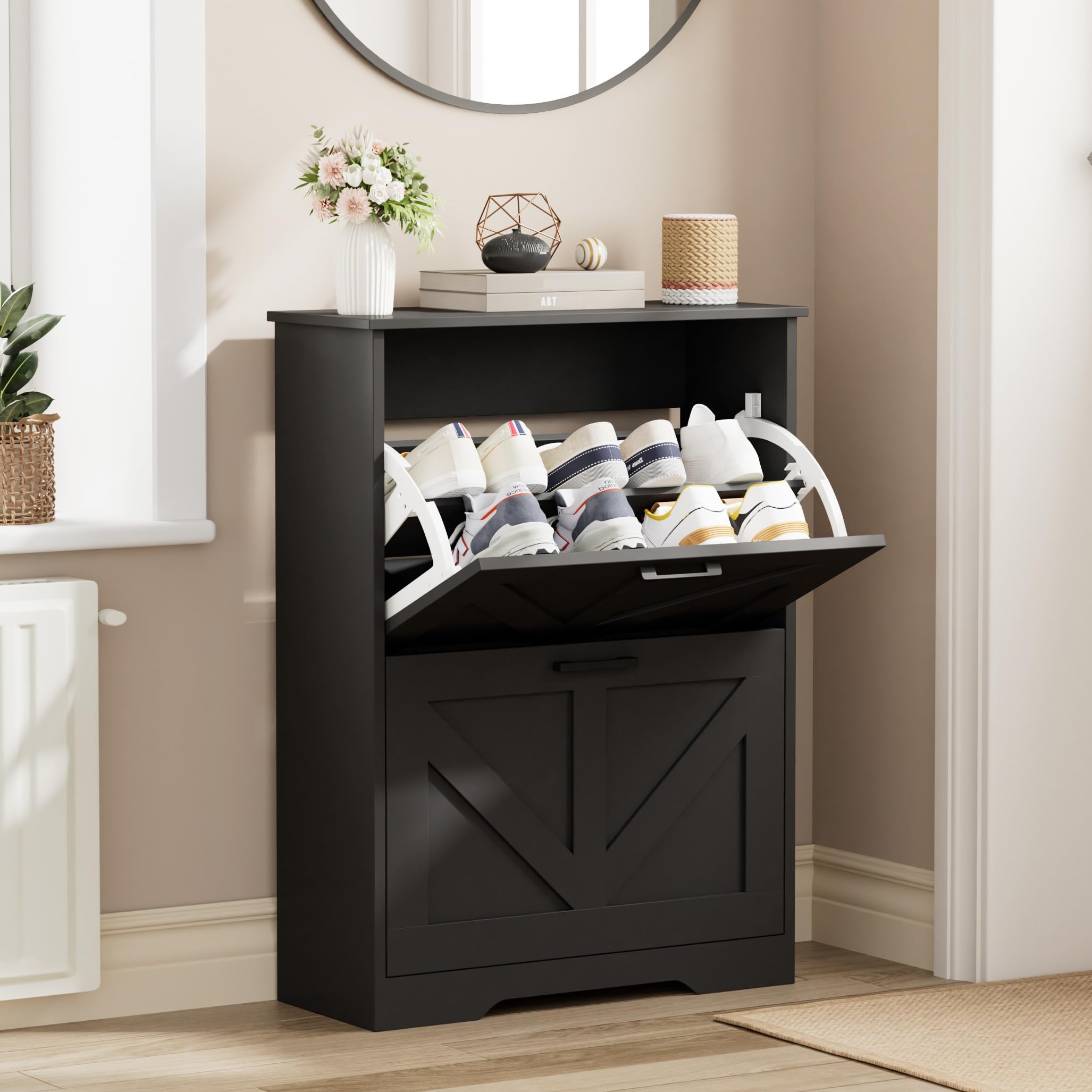 Amazon.com: Homleke Farmhouse Shoe Cabinet for Entryway, 2 Barn