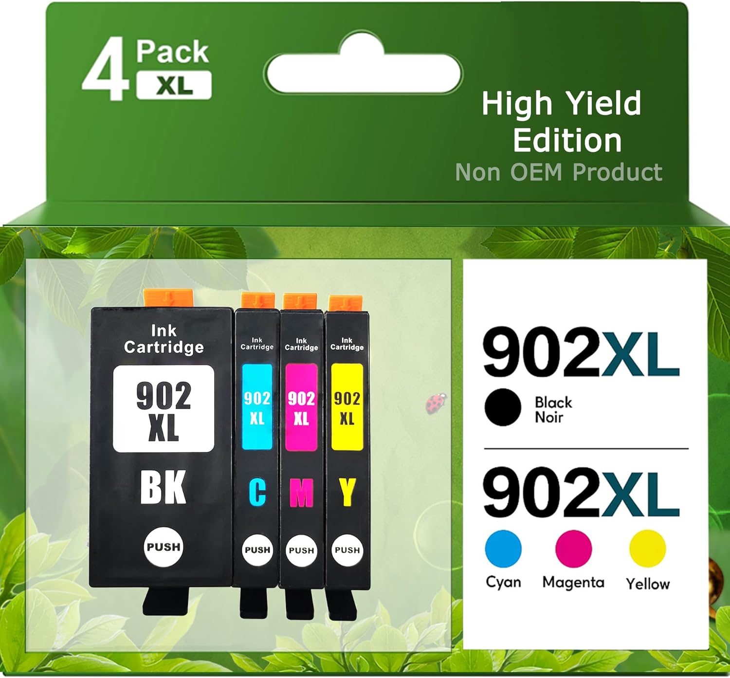 902XL Ink Cartridges Compatible with HP OfficeJet Series 6954-6966 OfficeJet Pro Series 6960-6979 High Yield Up to 825 Pages New Chip (Black Cyan Magenta Yellow)