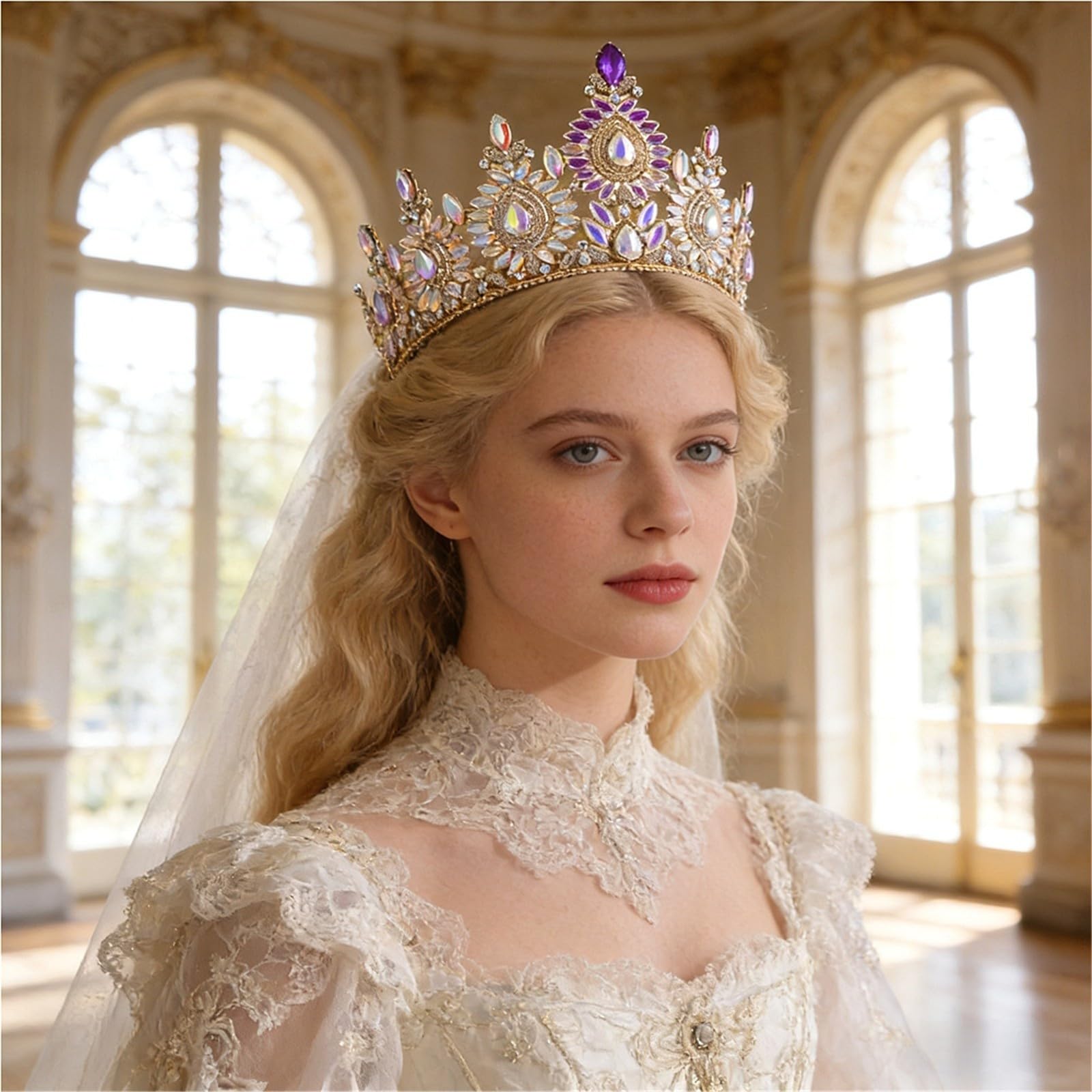 Corona da principessa in cristallo regolabile per donna, tiara per concorso di bellezza per compleanno nuziale