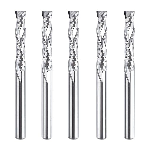 SpeTool 5 piezas de fresadora de compresión de carburo hacia arriba y hacia abajo, vástago de 18 de pulgada con cortador de 18 de pulgada para