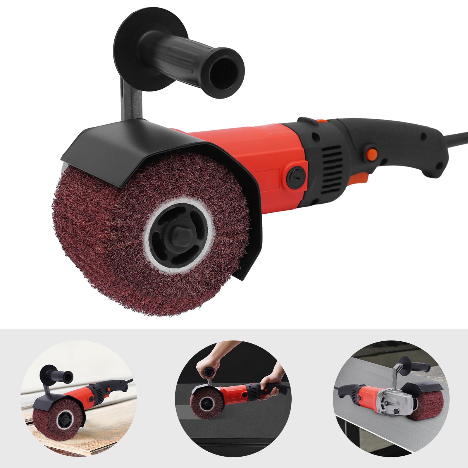 Máquina de satén de 1580 W, 100 a 3000 rpm, lijadora de cepillo de madera con función de lijado en rodillo, cepillo de madera para renovaciones exteriores, pulidora y pulidora, rango de velocidad