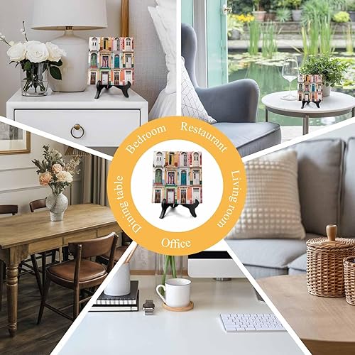 Miniatura 6 de Puerto Rico Adorno de cerámica de escritorio de Navidad de 6.3 x 6.3 pulgadas, marco de fotos con puertas arqueadas vintage, arte para manualidades,