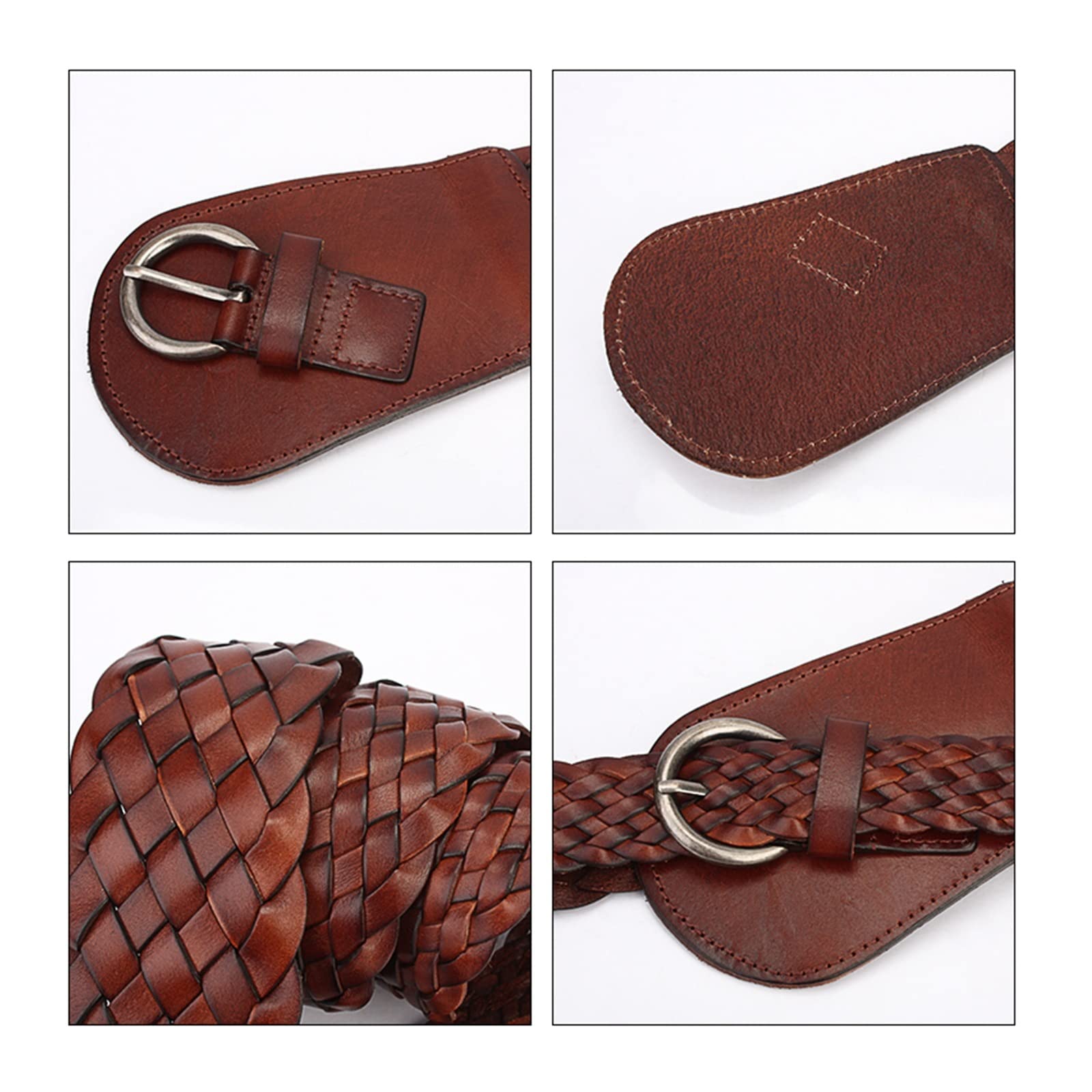 JOJOJ Cinturones anchos for mujer Cinturones de cuero trenzado de piel de vaca Cinturón de mujer de lujo for vestido