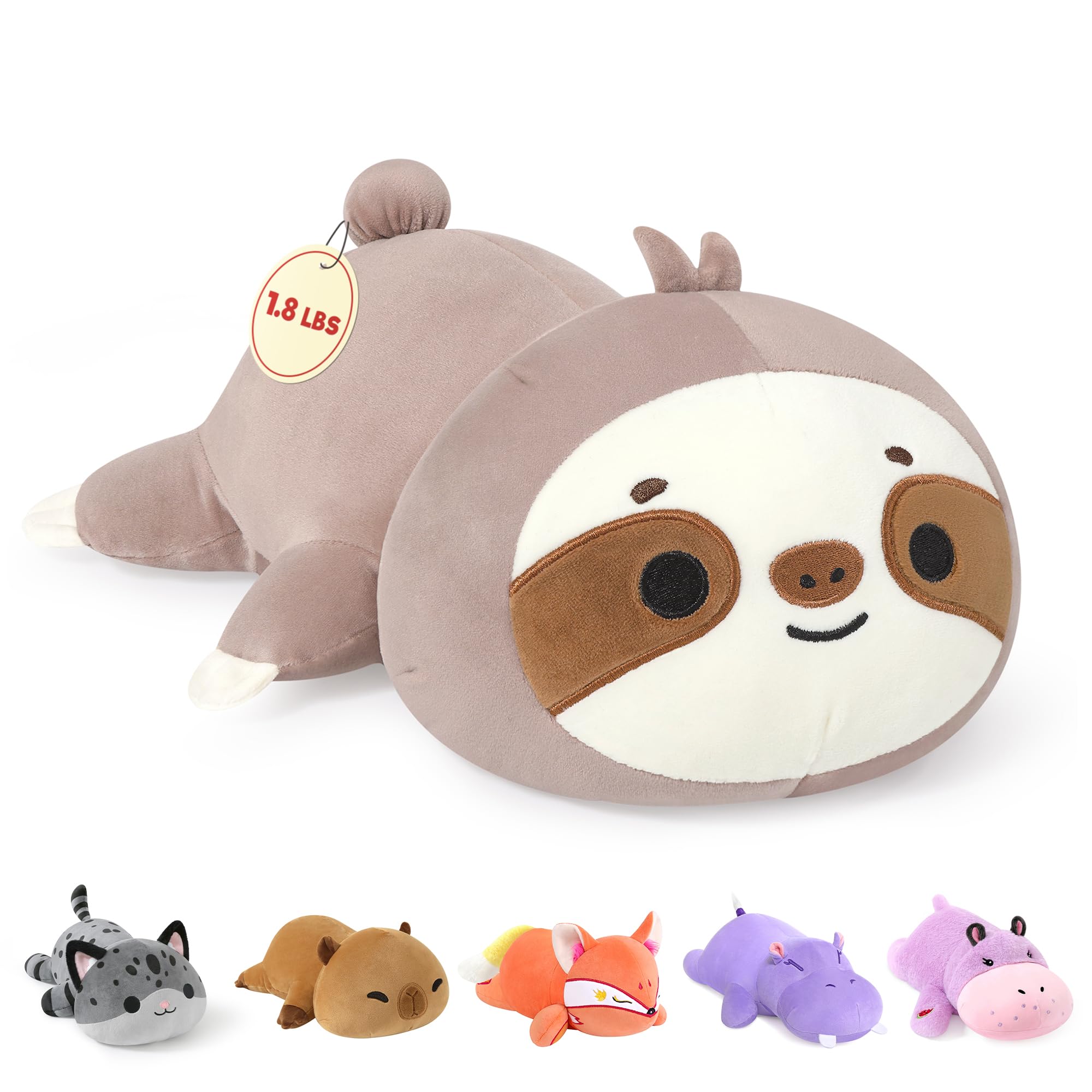 Onsoyours Original beschwertes Faultier-Plüsch, niedlich, 35,1 cm, 0,8 kg, umarmendes Faultier, weiches Sammlerstück, Plüschkissen, Spielzeug, Geschenk für Kinder und Erwachsene