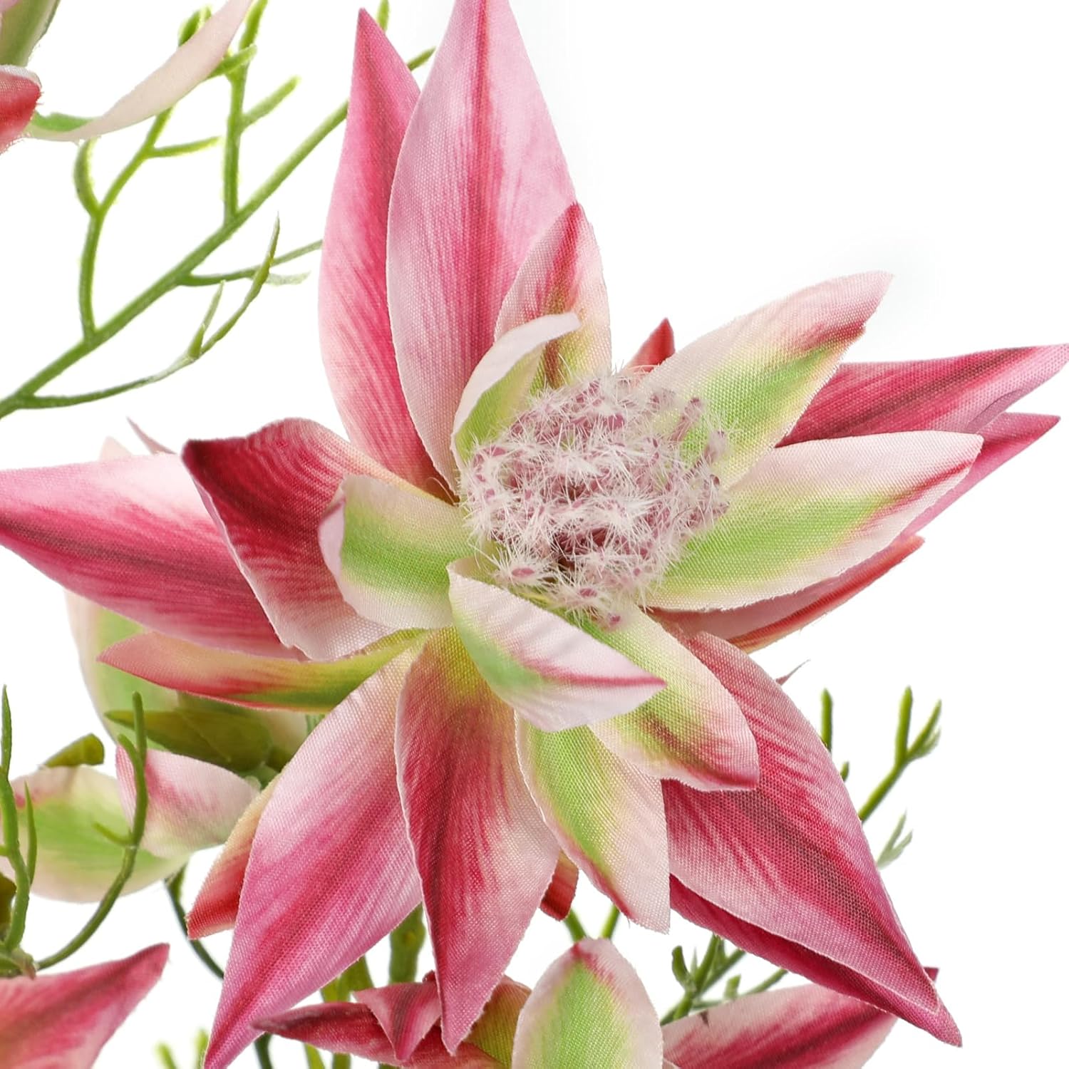 Hollyone 3Pcs Pink Artificial Flowers Silk 26.3" Fake Protea Flower with Long Stem Faux Flowers Arrangement Branch with 6 Heads for DIY Wedding Party Centerpiece Floral Bouquets Table Home Decor - Image 3